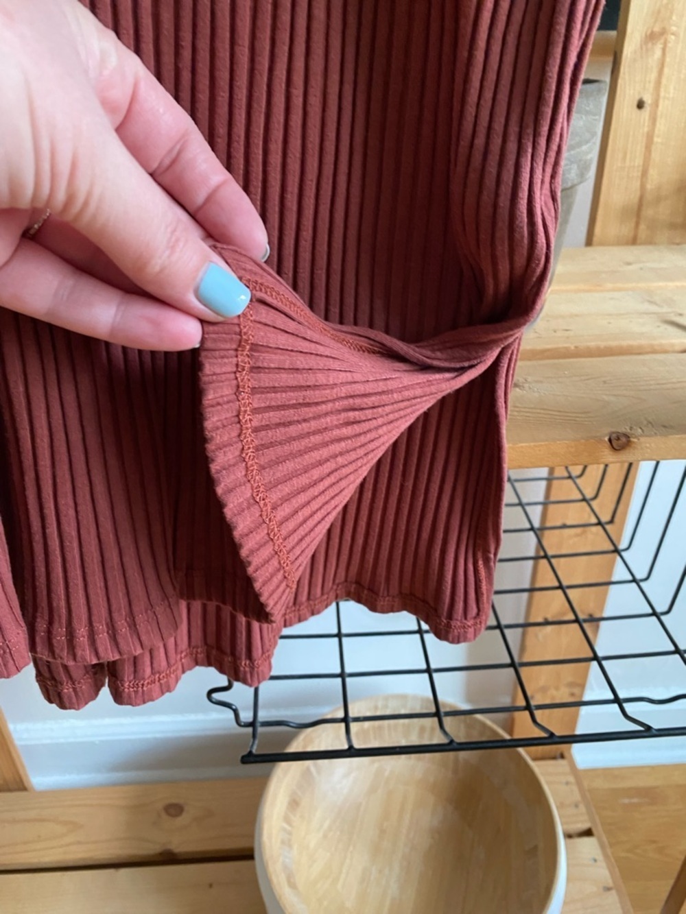 Eileen Fisher Rust Orange Textured Stretch Rib Crew Neck Dress Large - Picture 11 of 15